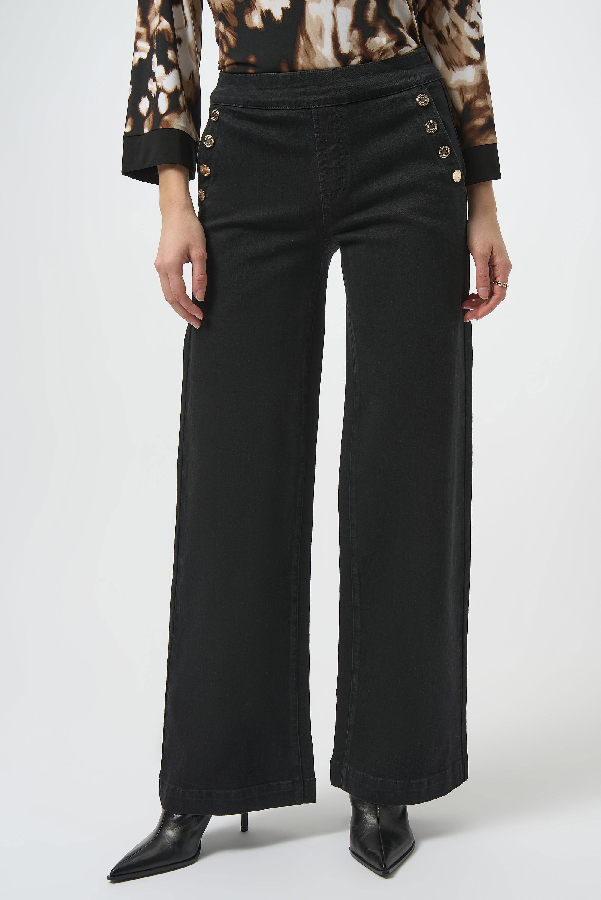 Pre-order - Joseph Ribkoff Classic Wide Leg Pull-On Jeans
254963 in Black