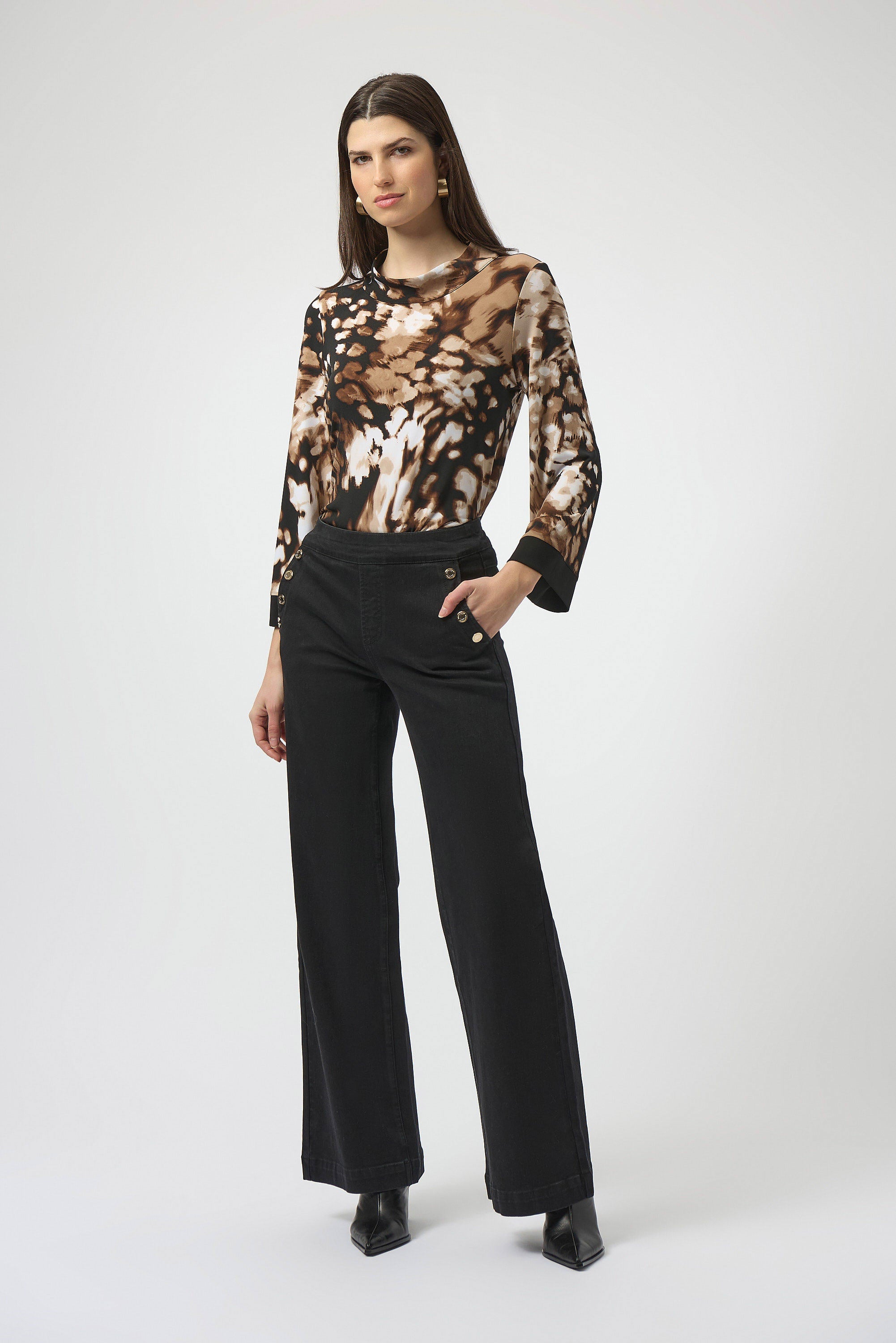 Pre-order - Joseph Ribkoff Classic Wide Leg Pull-On Jeans
254963 in Black