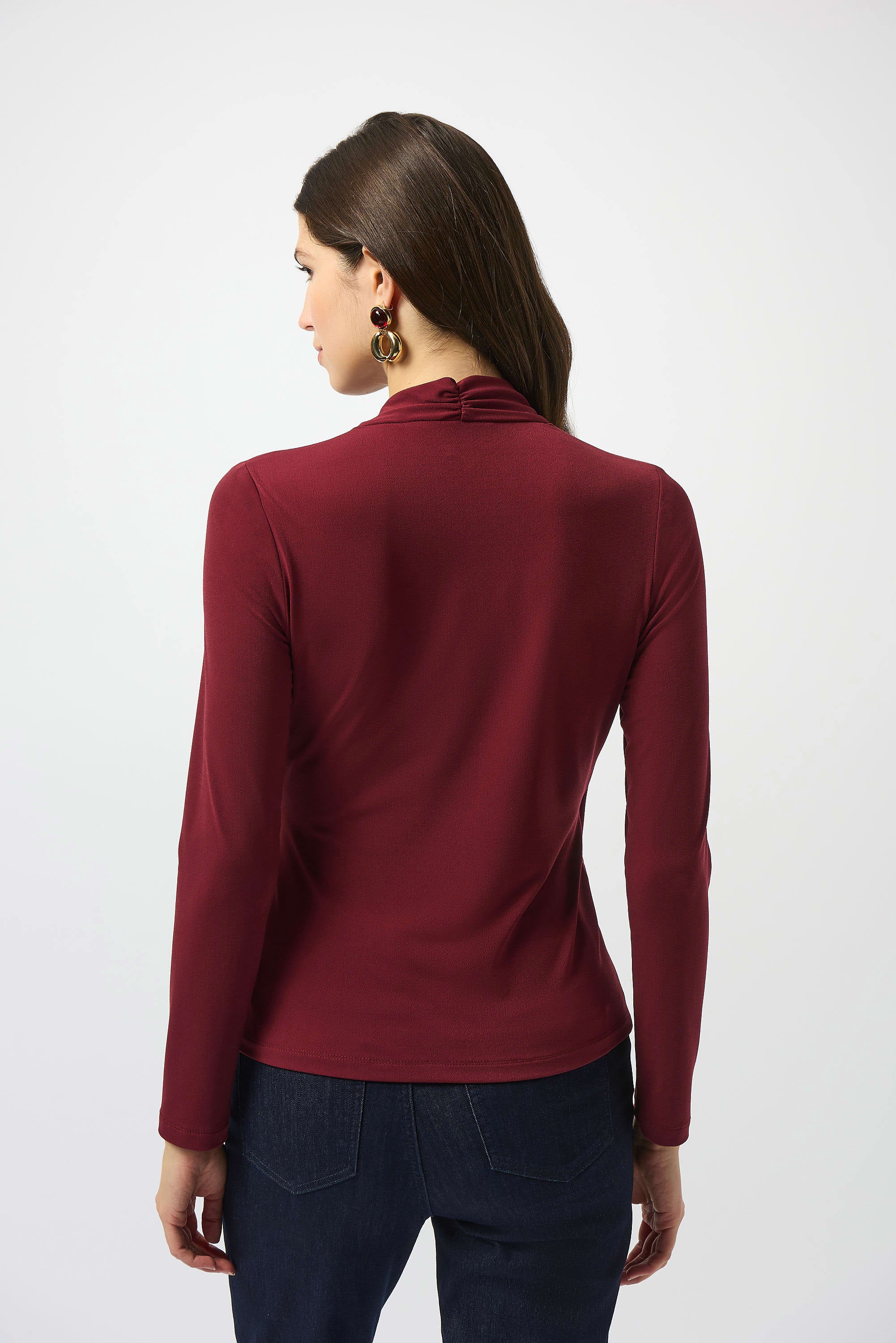 Joseph Ribkoff Crepe Fitted Wrap Top
253020 in Merlot A/W25