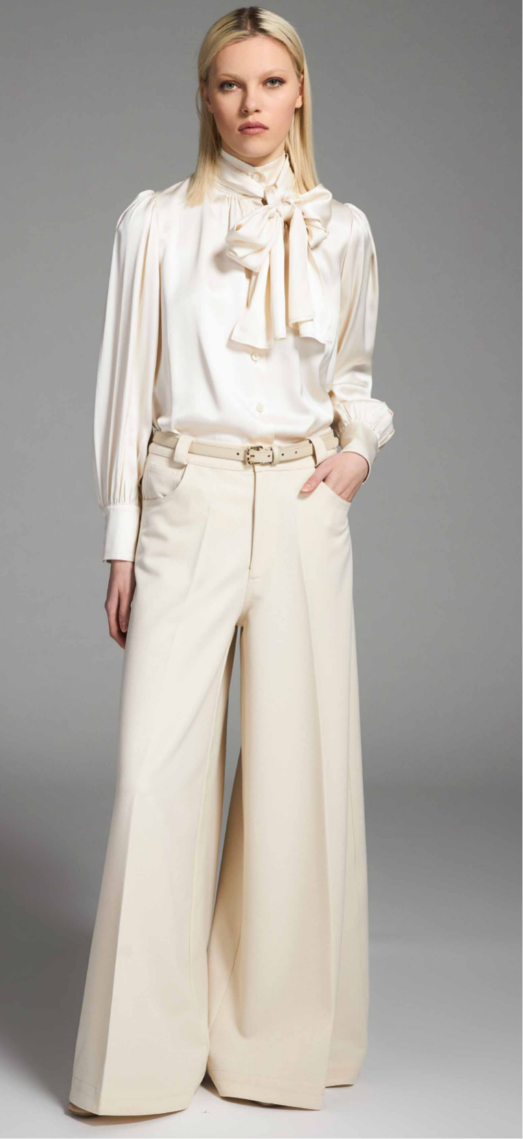 Tricot Chic Oyster Metallic-Hued Palazzo Pants Style S112