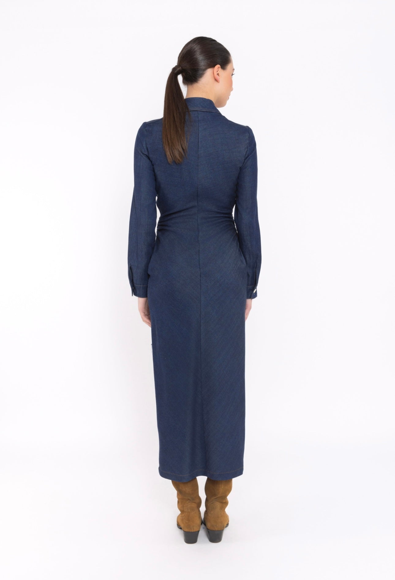 Arggido Navy Denim Shirt Waister Dress – Style 49010