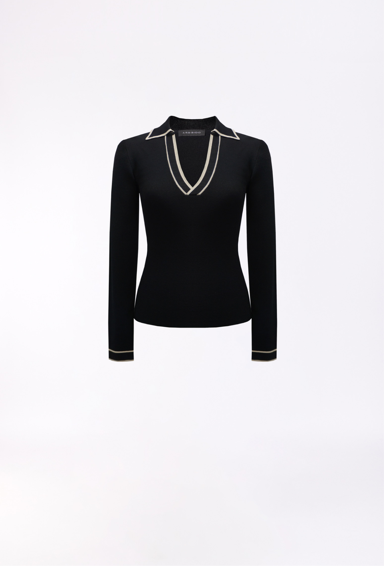 Arggido Black Knit Sweater Style 49116 – Refined Minimal Elegance