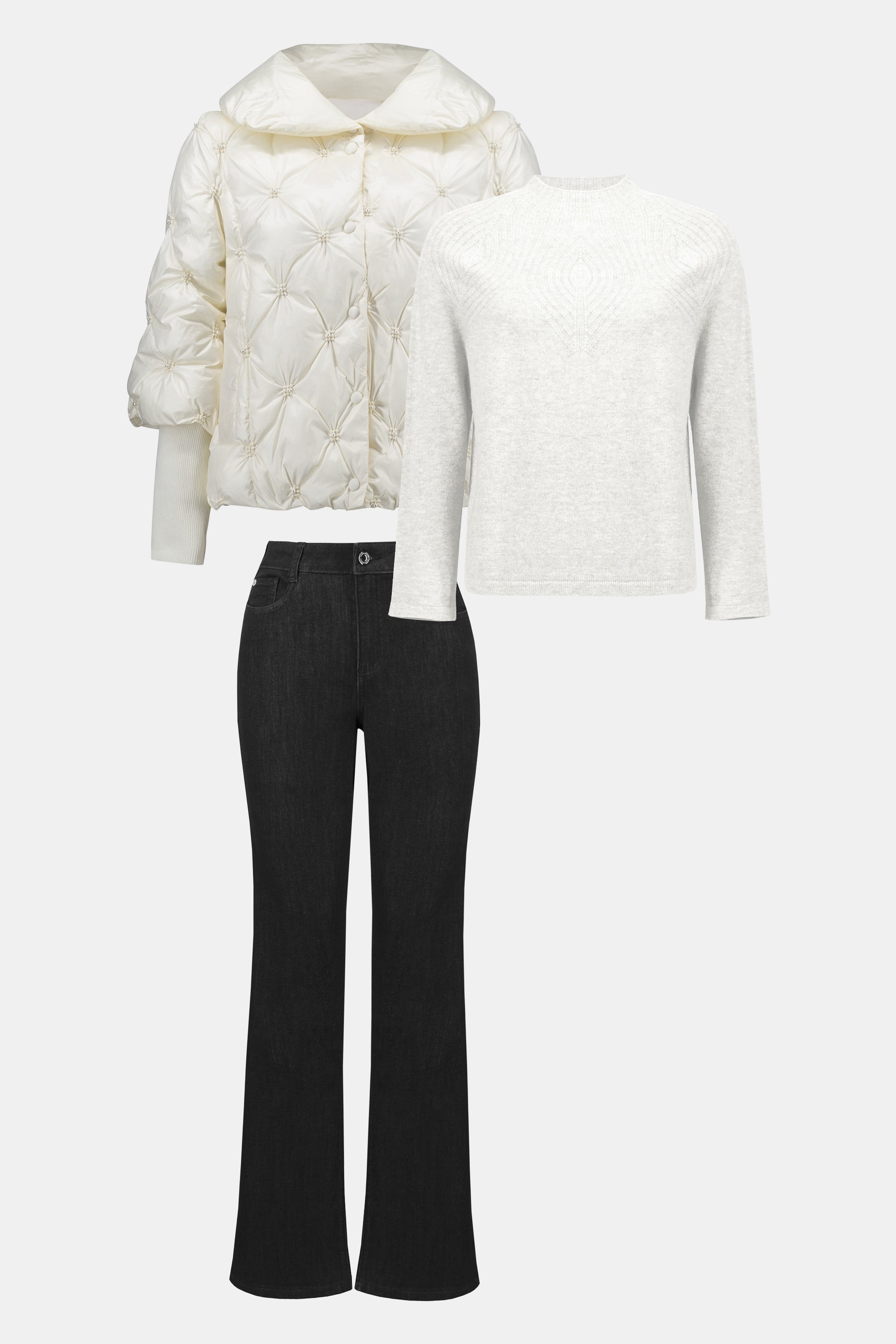 Joseph Ribkoff Wool Blend Sweater with Placement Stitch
253966 in Winter White A/W25