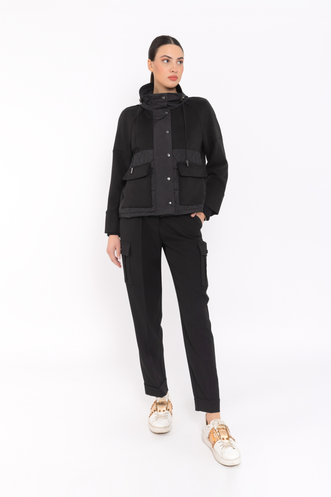 Arggido Black Jacket Style 49068 – Modern Utility Luxe