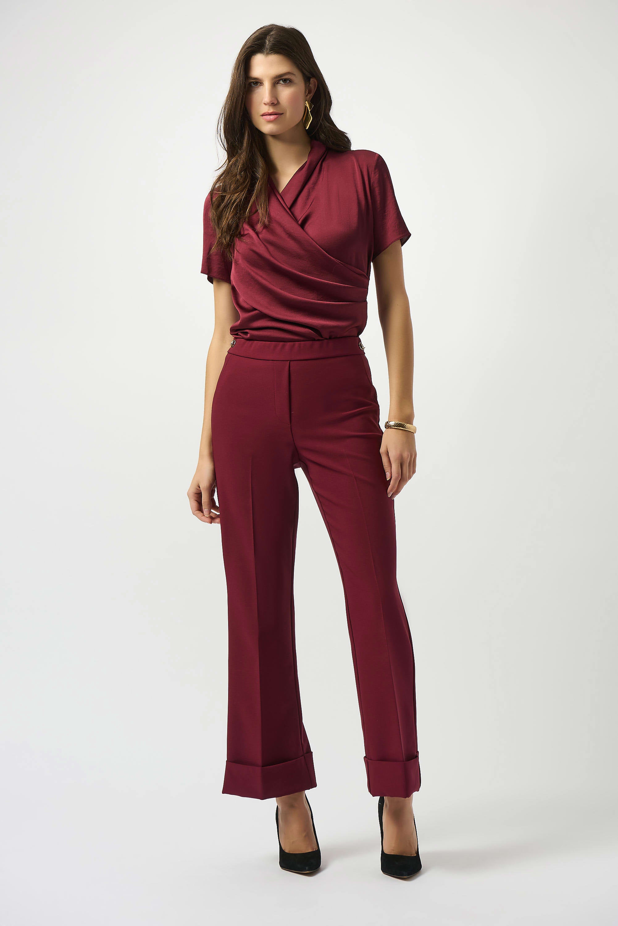 Joseph Ribkoff Lux Twill Flared Pull-On Pants
253188 in Merlot