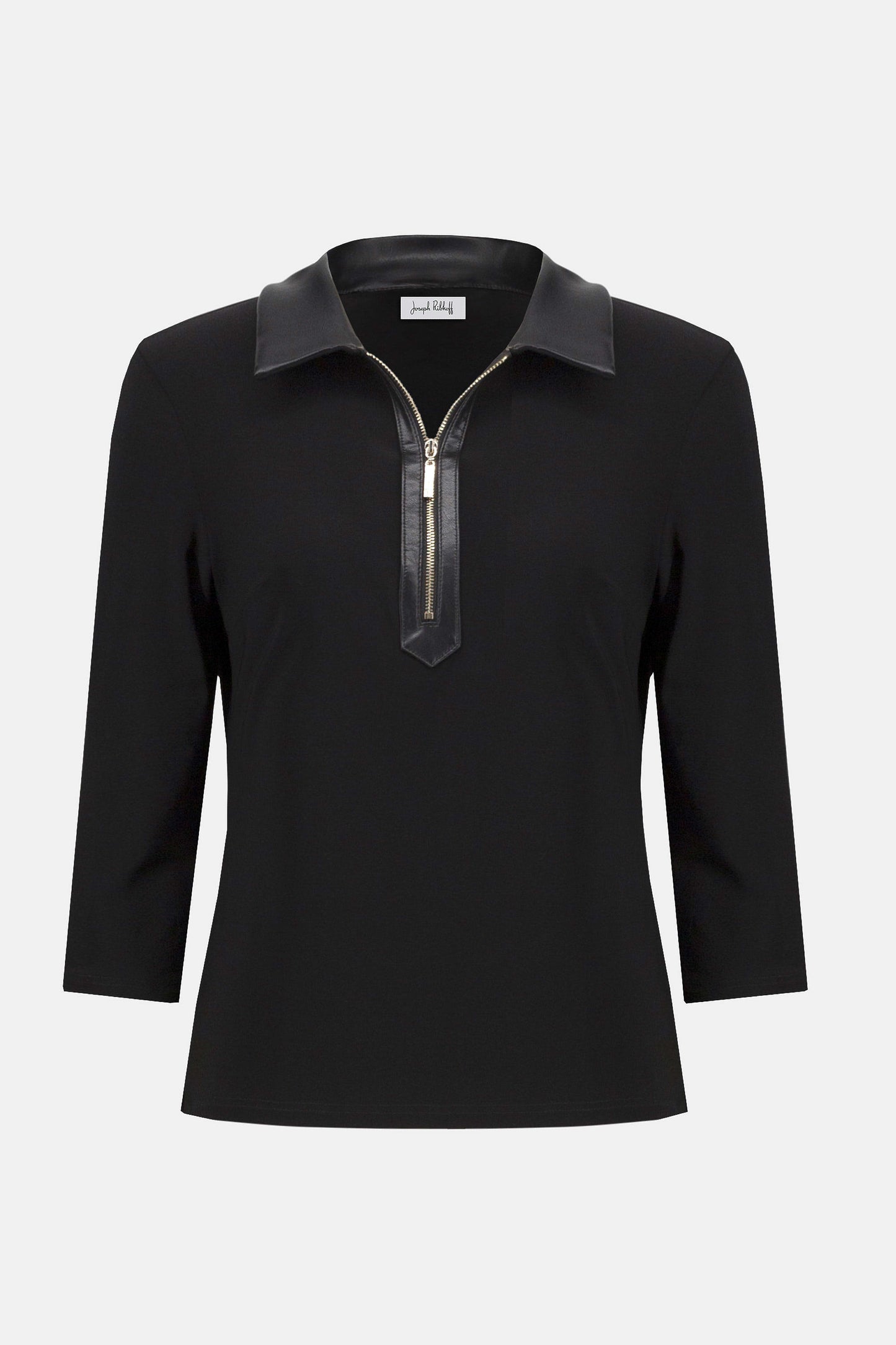 Silky Knit and Leatherette Fitted Top
253176