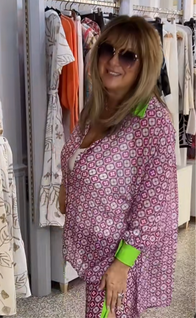 Malissa J Pink & Green High and low Shirt One Size
