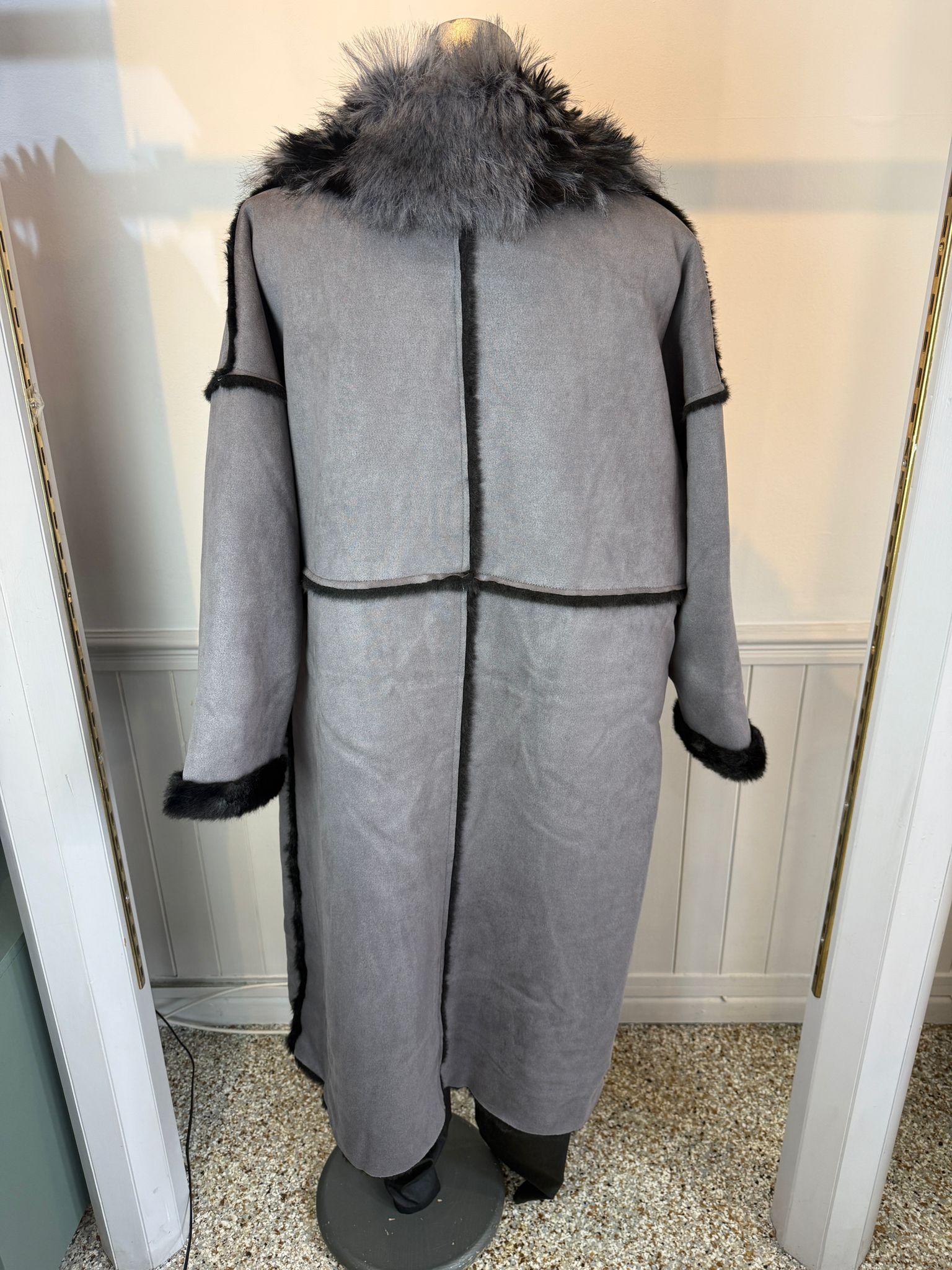 Malissa J Reversible Faux Fur Coat – Grey/Black (Style GC21345)
