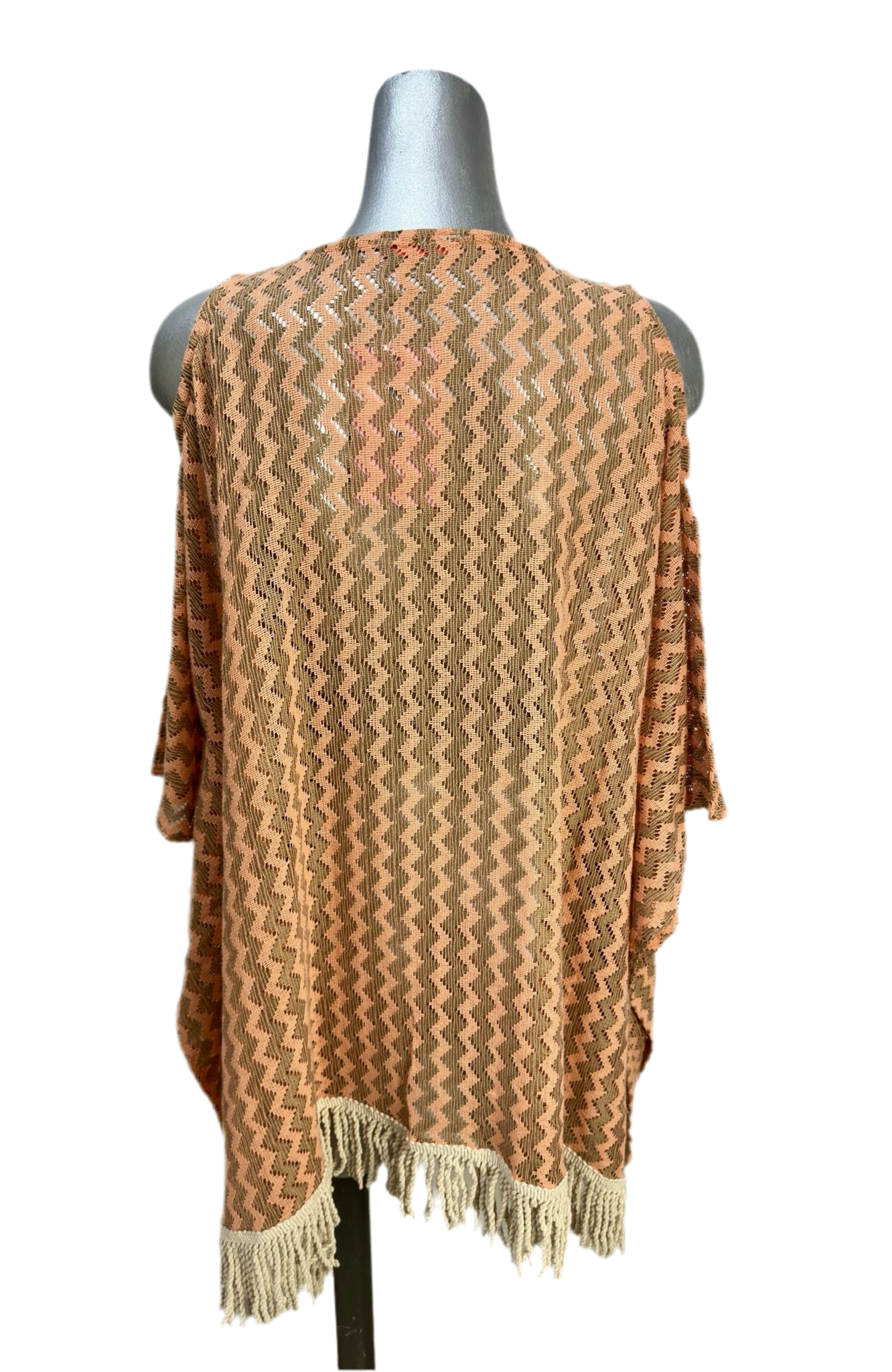 Foreva Young Boho Zig-Zag Pattern Tunic – Chic Cold Shoulder Kaftan with Tassel Hem