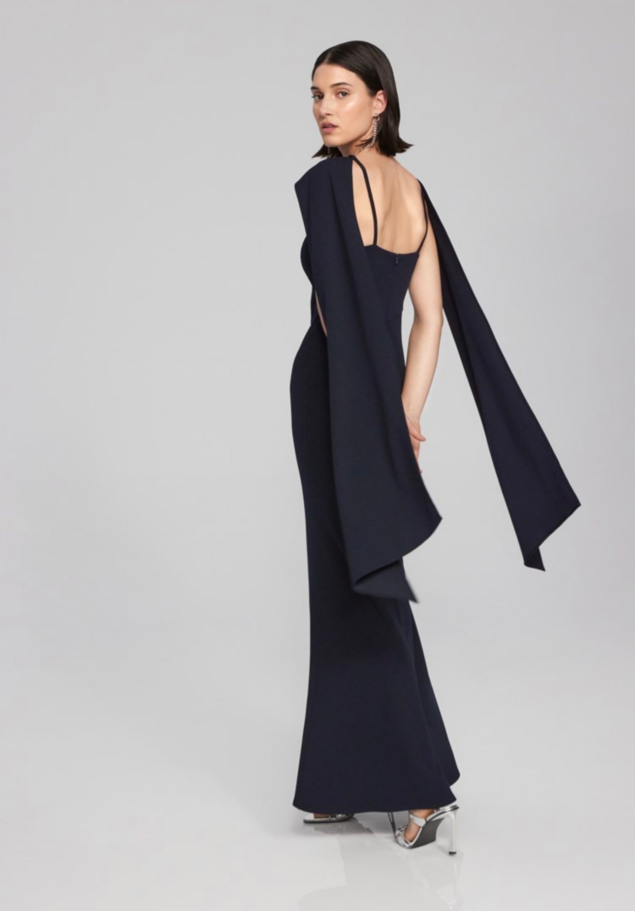 241786 Joseph Ribkoff Scuba Crepe Trumpet Gown with Rhinestone Detail S/S 2024