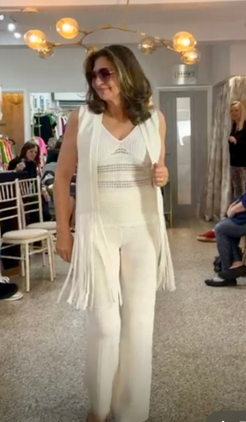 Arggido White Boho Crochet Trousers