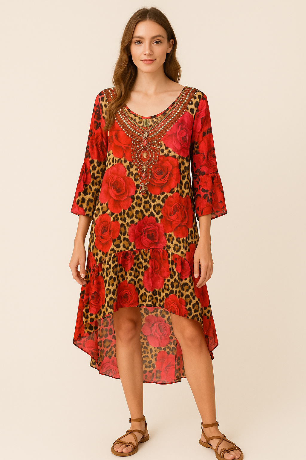 Malissa J Rose Leopard High-Low Hemline Dress | Beach to Bar Glamour