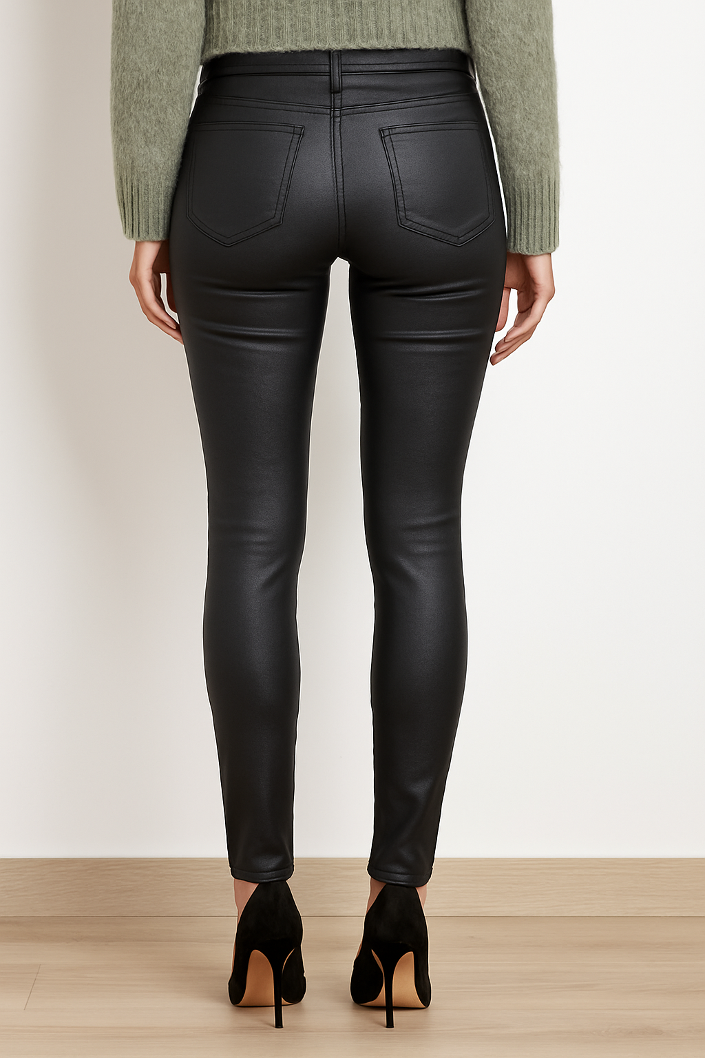 Voggo Black Wax Jeans – Skinny Fit, High Rise