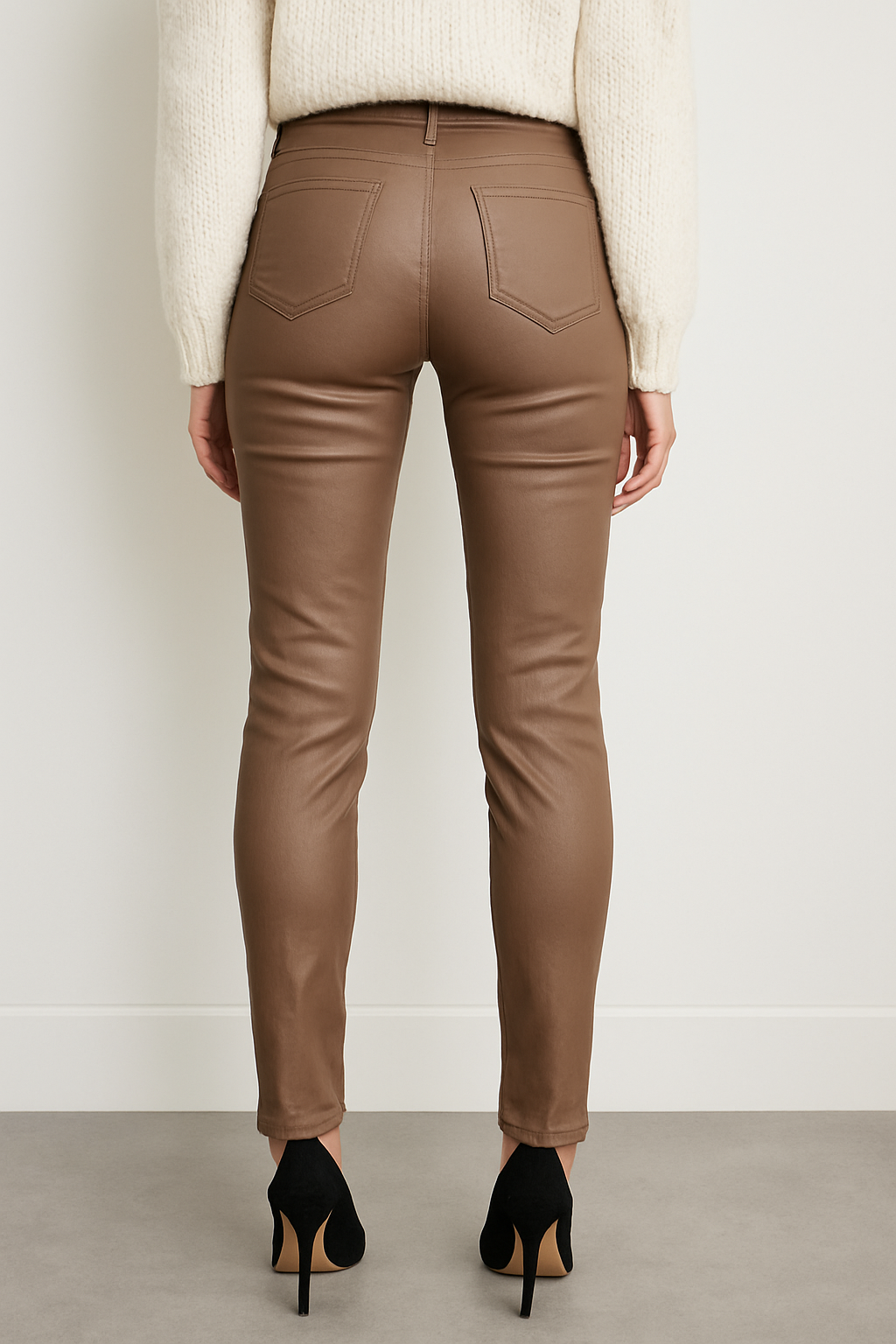 Voggo Mocha Wax Jeans – Skinny Fit, High Rise