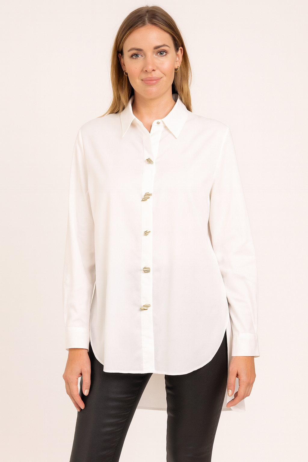 Malissa J WF2604 Dipped Hem Shirt – One Size (Available in White or Black)