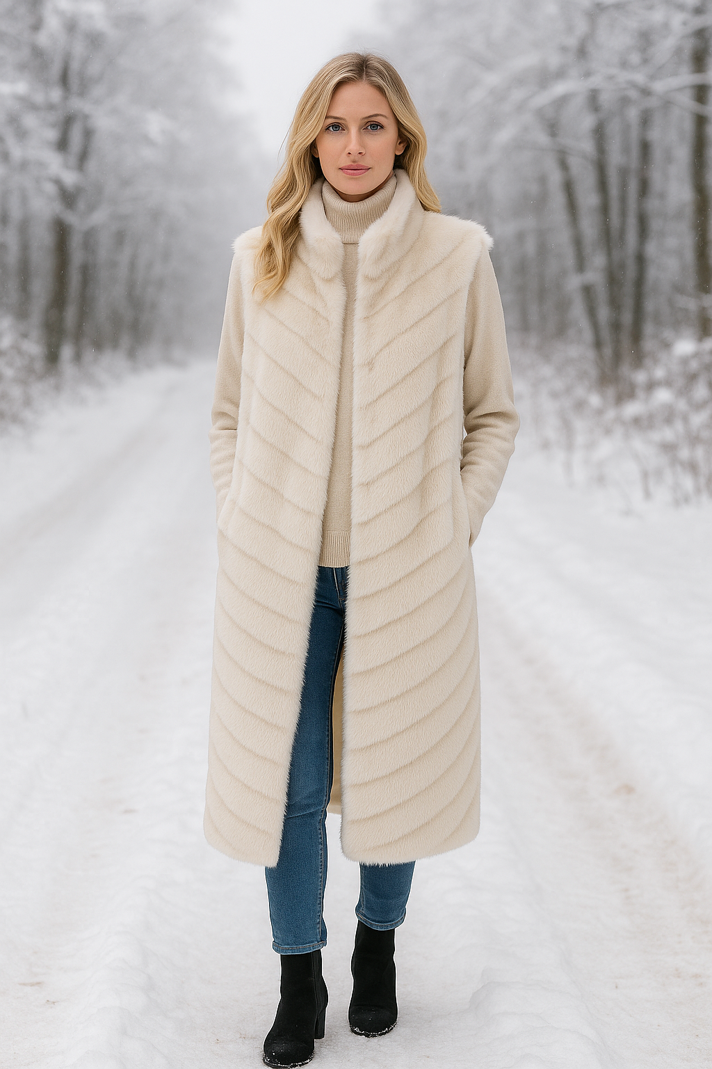 Malissa J Faux Fur Gilet – Stone or Dark Brown (Style GC20333) One Size