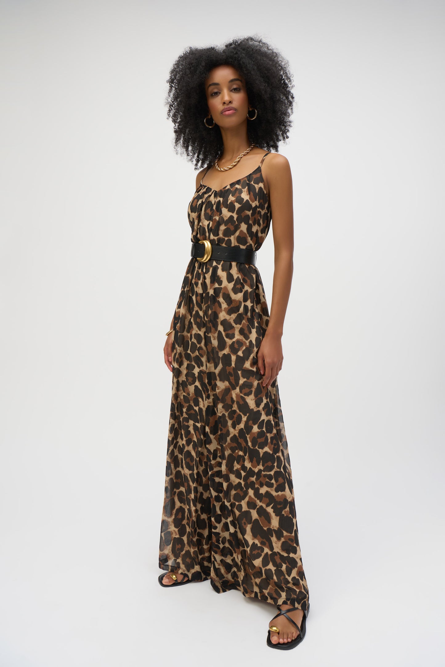 Joseph Ribkoff Chiffon Animal Print Wide Leg Jumpsuit
252936