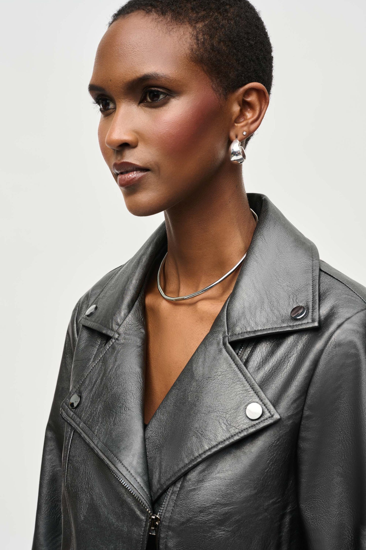 Joseph Ribkoff Metallic Faux Leather Biker Jacket
234902F24 in Gunmetal A/W 24