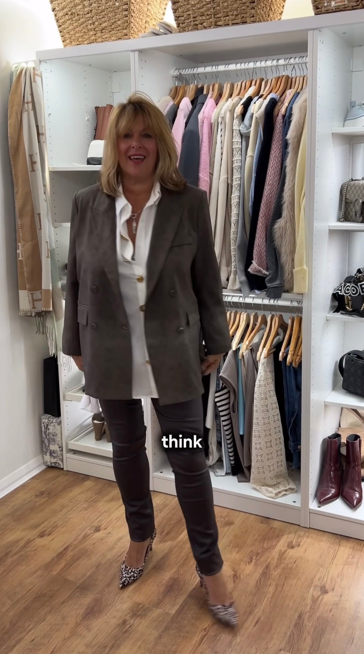 Malissa J Leopard Print Blazer with Sparkling Diamanté Detail – Brown