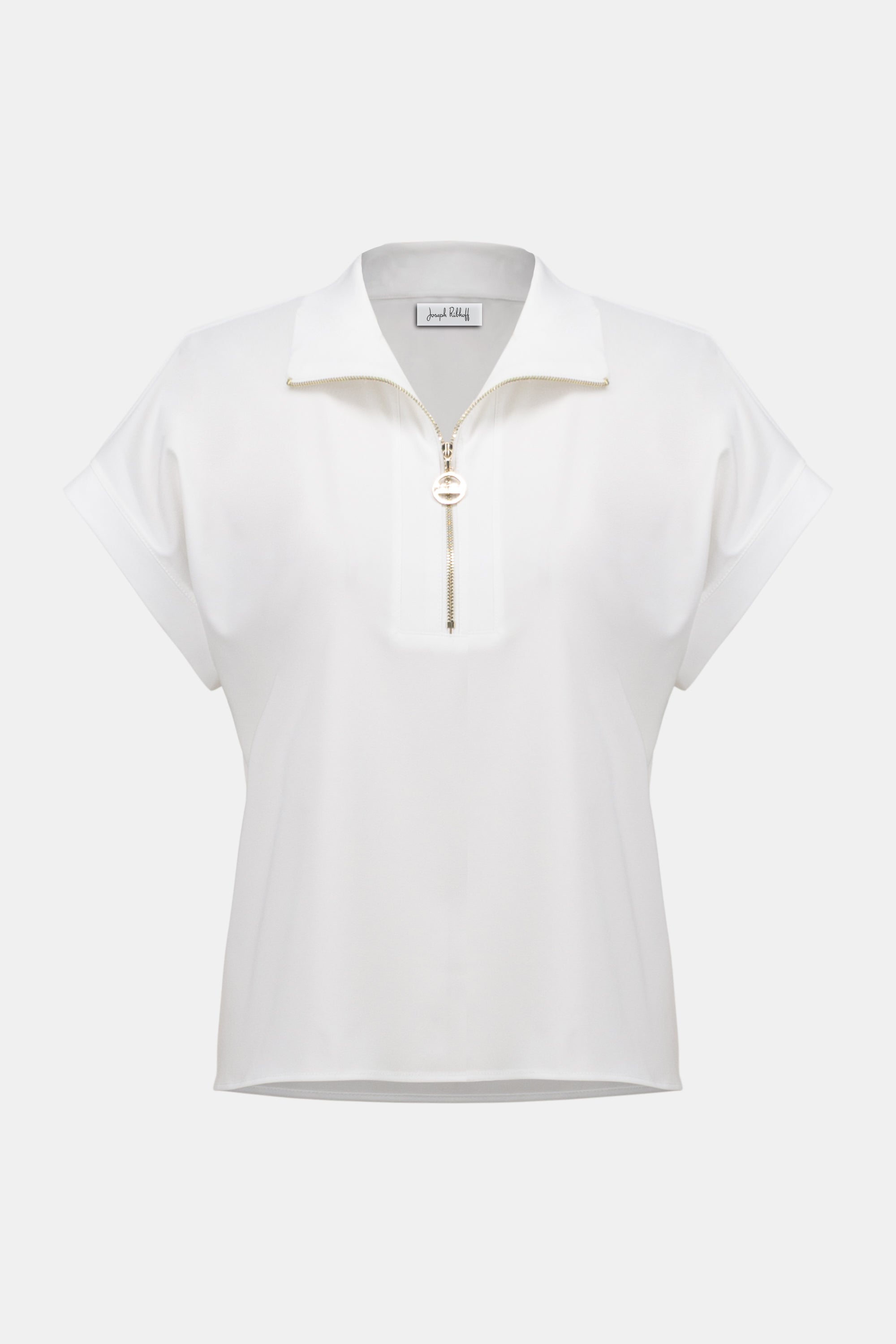 Joseph Ribkoff Stretch Poplin Straight Top With Zipped Neckline
261140