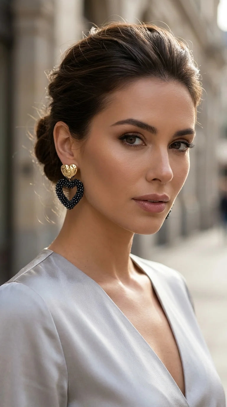 Envy Blue Beaded Heart Drop Earrings – Style 4734/BL/E/F