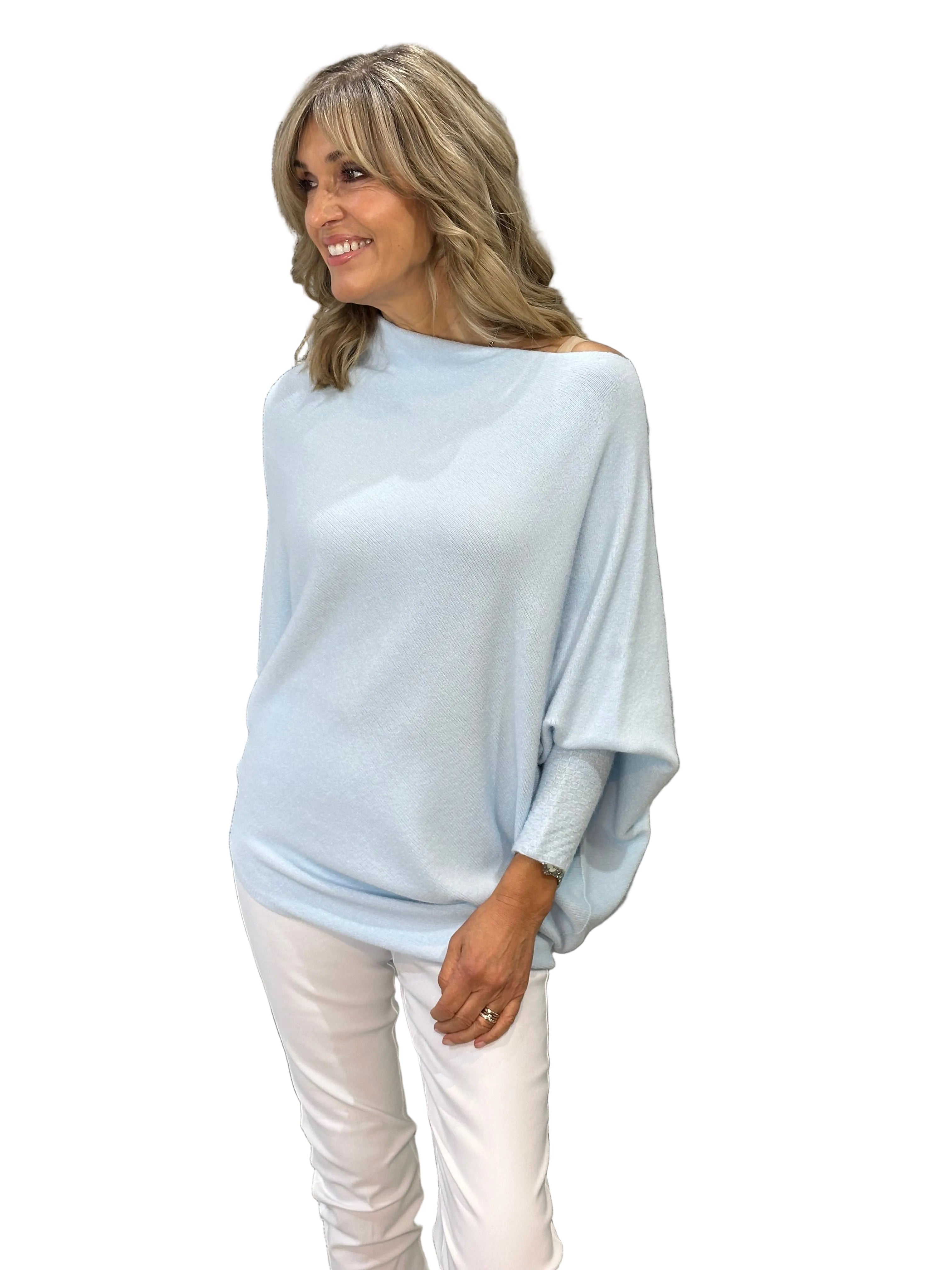 Alpini Made in Italy Asymmetrical Knit Sweater – Multi-Way Styling

Ice Blue