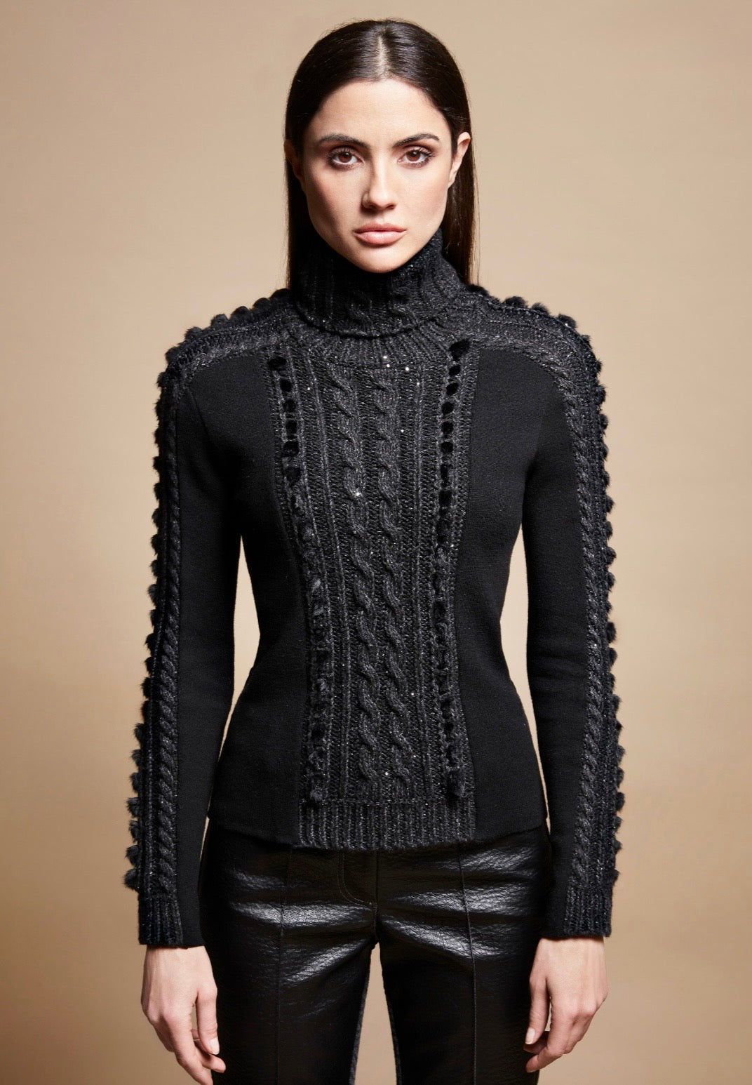 Tricot Chic Black Luxury Polo Neck Sweater – Style Z615/11