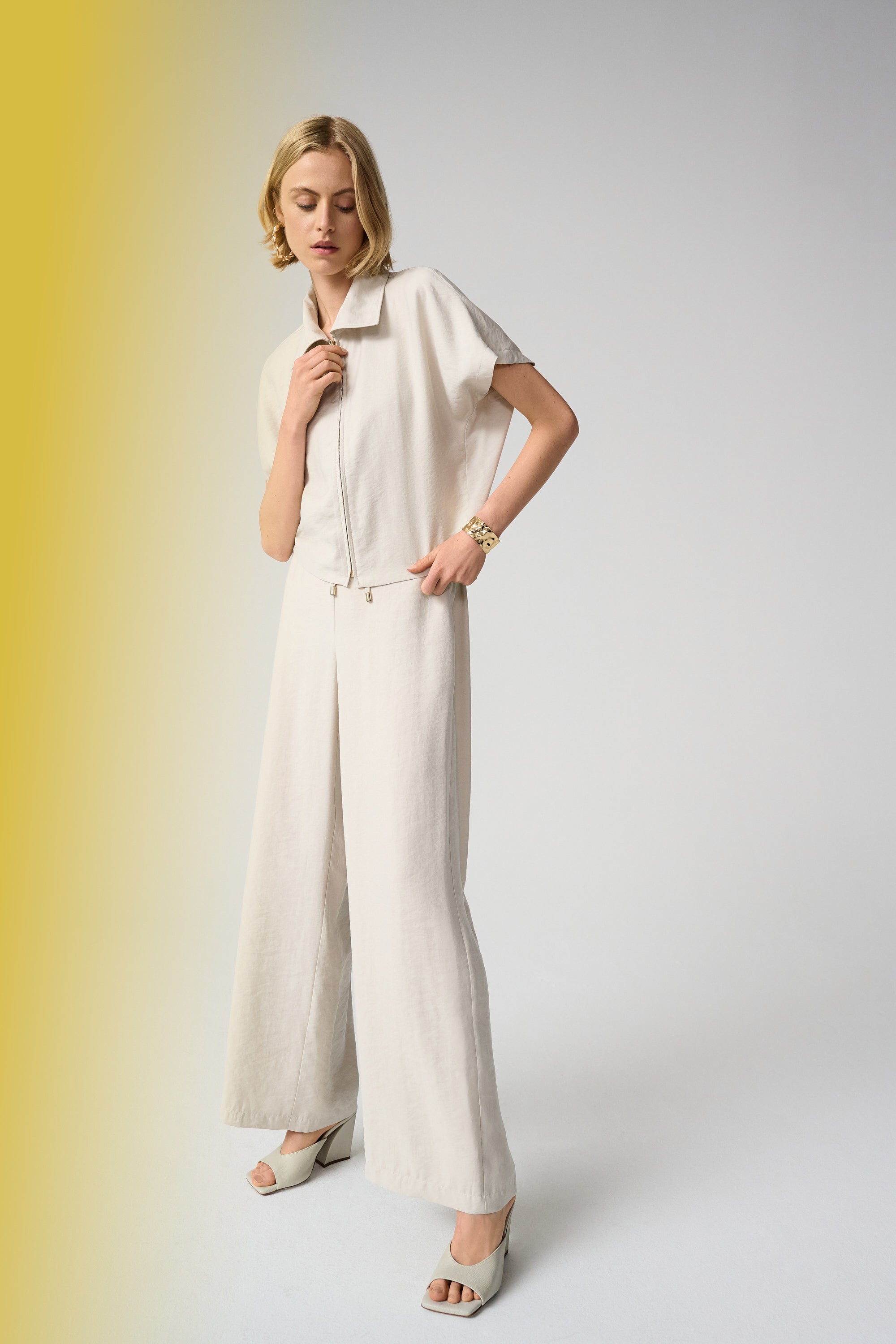 Joseph Ribkoff Recycled Textured Woven Wide Leg Pull-On Pants
261221