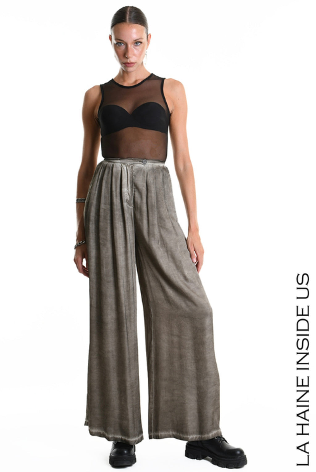 La Haine Inside Us Palazzo Viscose Satin Trousers – Style W5274