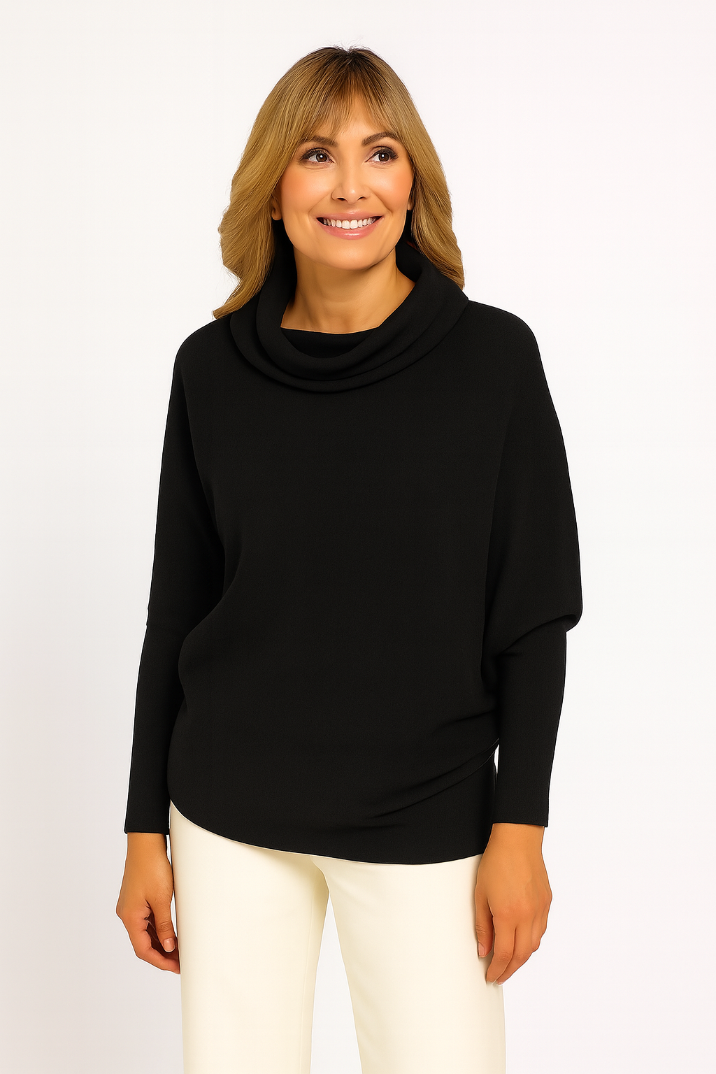 Alpini Made in Italy Asymmetrical Knit Sweater – Multi-Way Styling