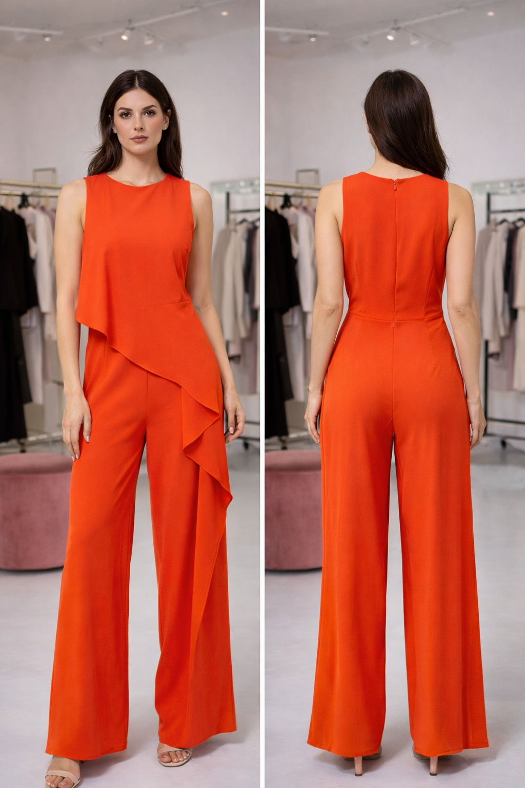 Arggido Orange Asymmetric Jumpsuit – Style 48730