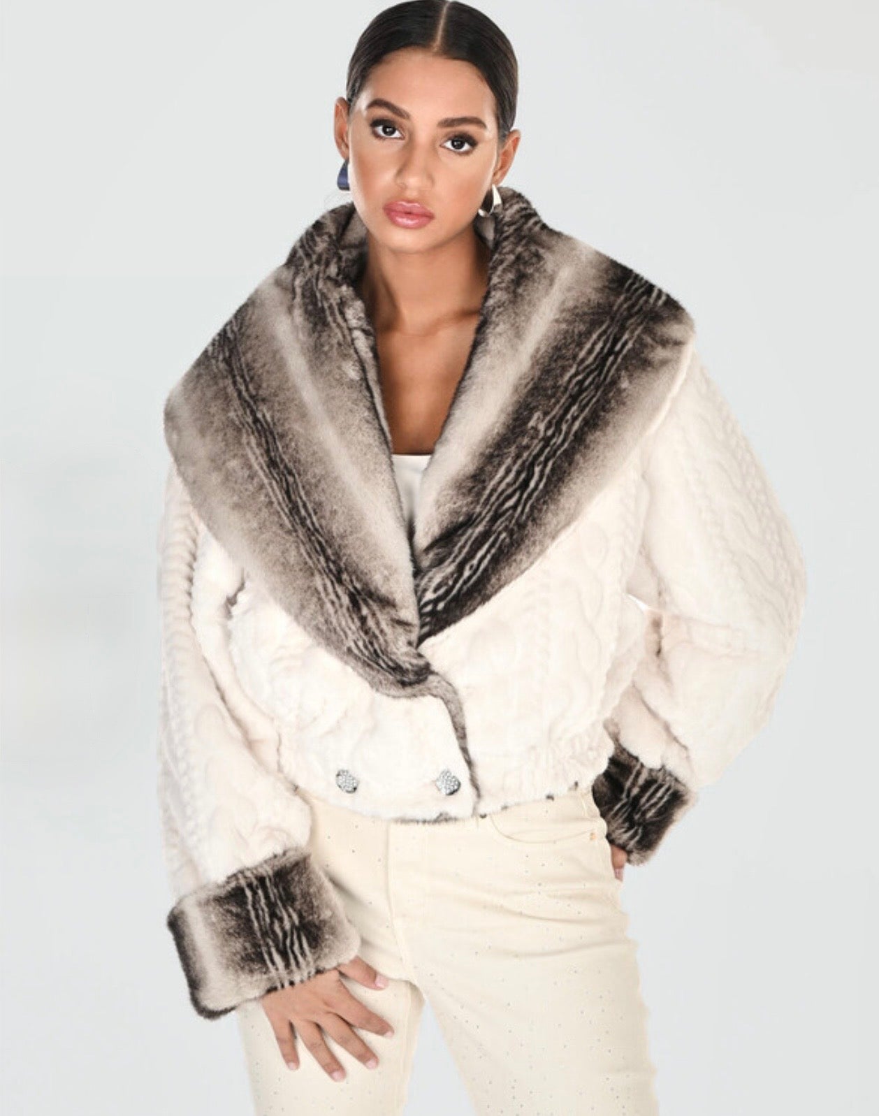 Frank Lyman Faux Fur Reversible Jacket Style 263799