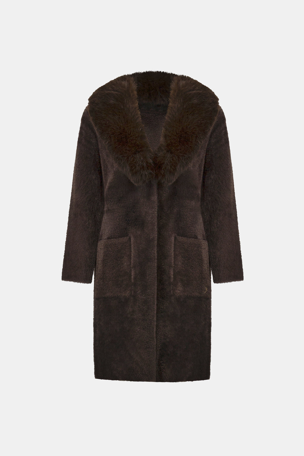 Joseph Ribkoff Feather Yarn Coat With Detachable Faux Fur Collar
263973 Mocha