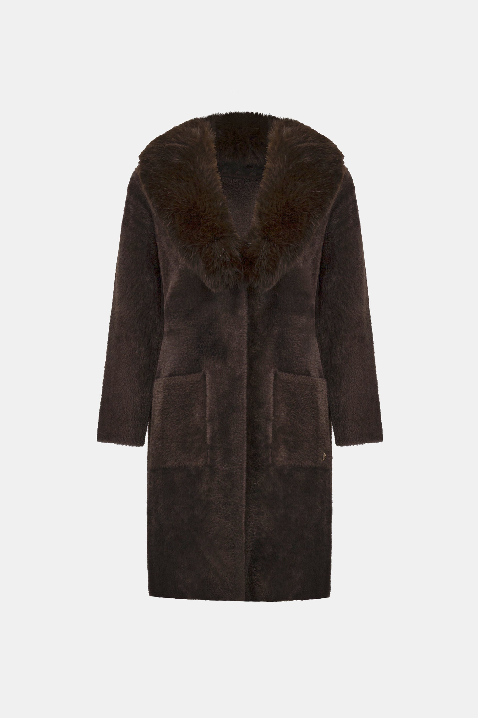 Joseph Ribkoff Feather Yarn Coat With Detachable Faux Fur Collar
263973 Mocha