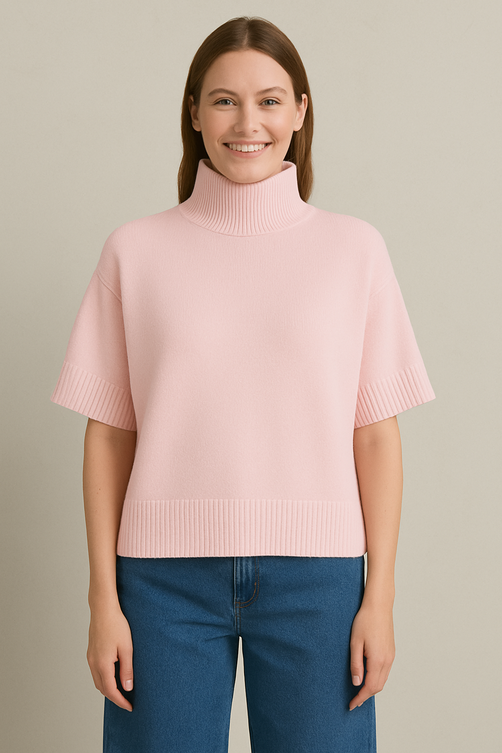 Alpini Boxy Knit Sweater – Soft Pink – Made in Italy - One Size