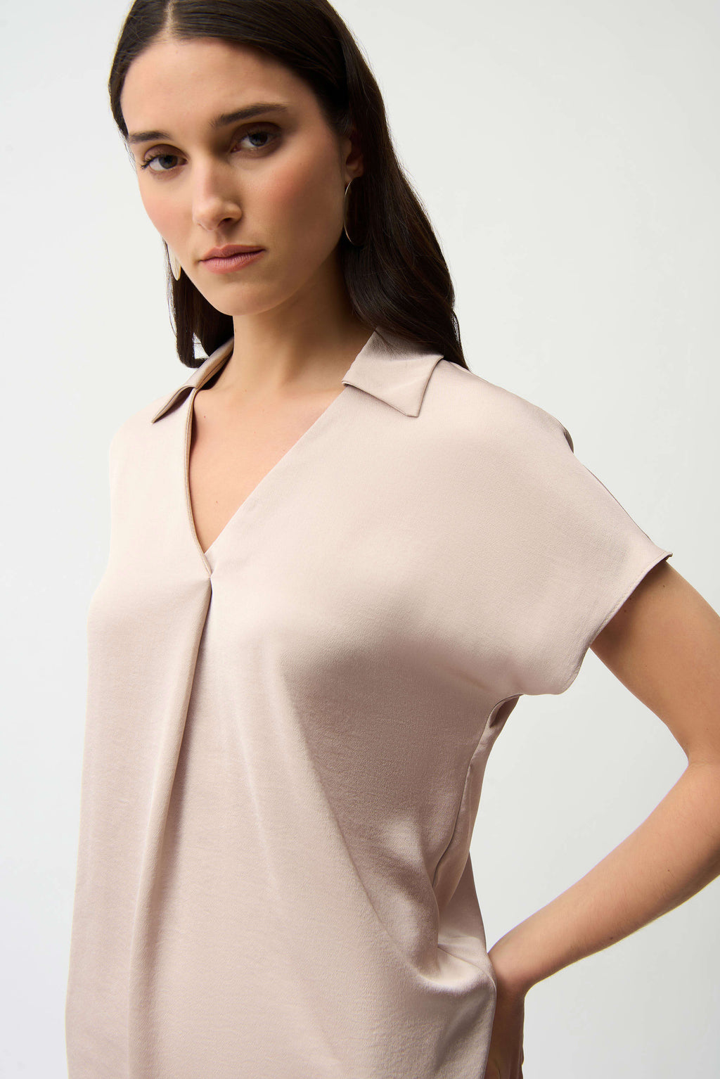 Joseph Ribkoff Recycled Satin Boxy Top With Shirt Collar
261191