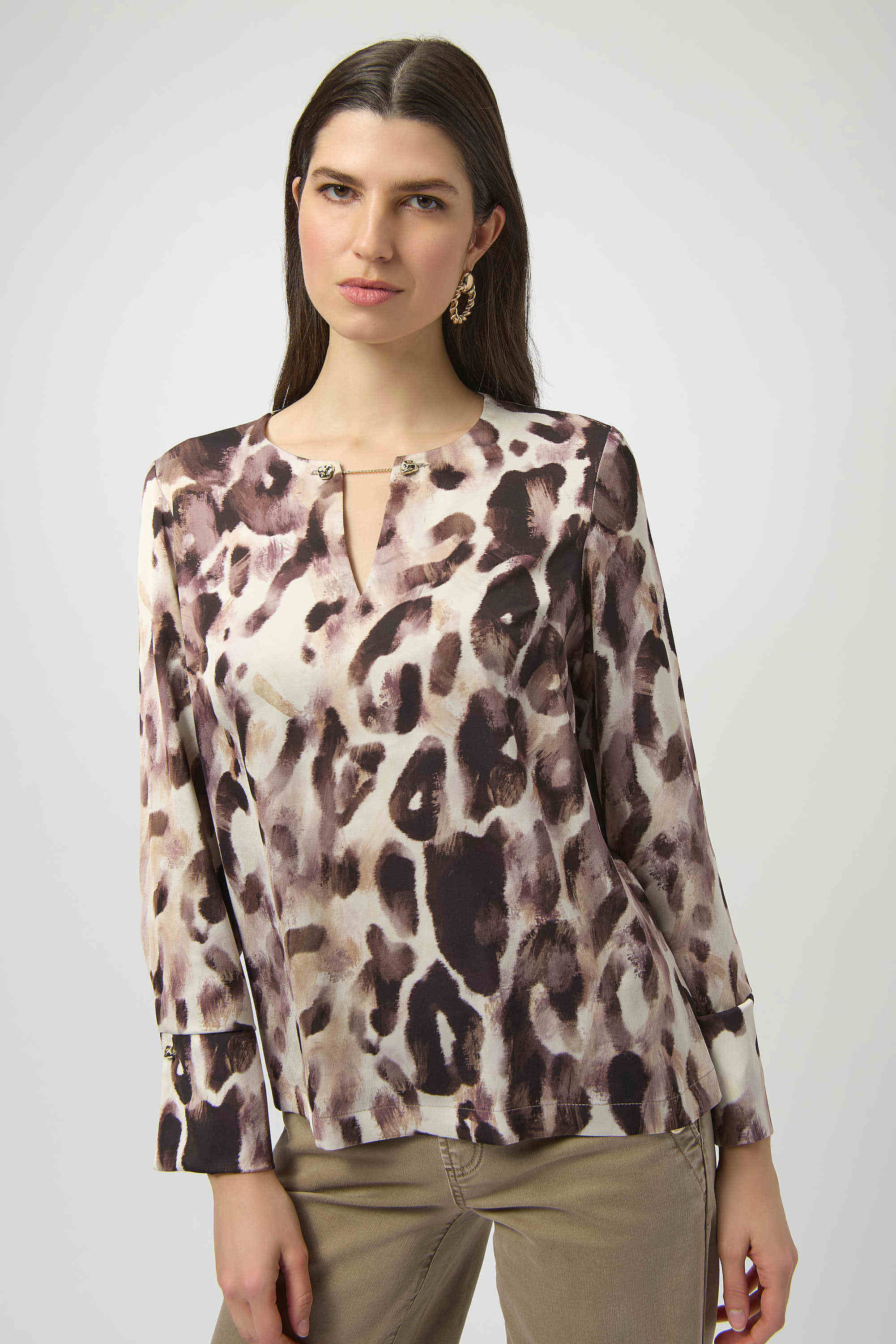 Pre- Order - Joseph Ribkoff Recycled Satin Animal Print Straight Top
254166