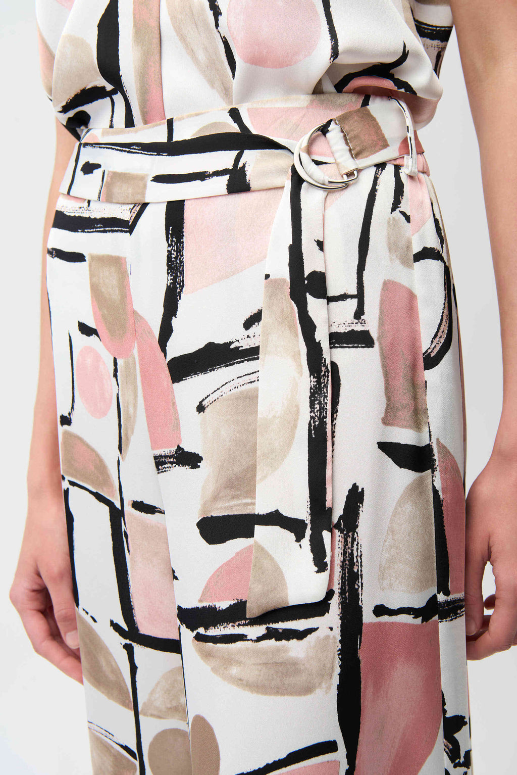 Joseph Ribkoff Recycled Satin Abstract Print Wide Leg Pull-On Pants
261198