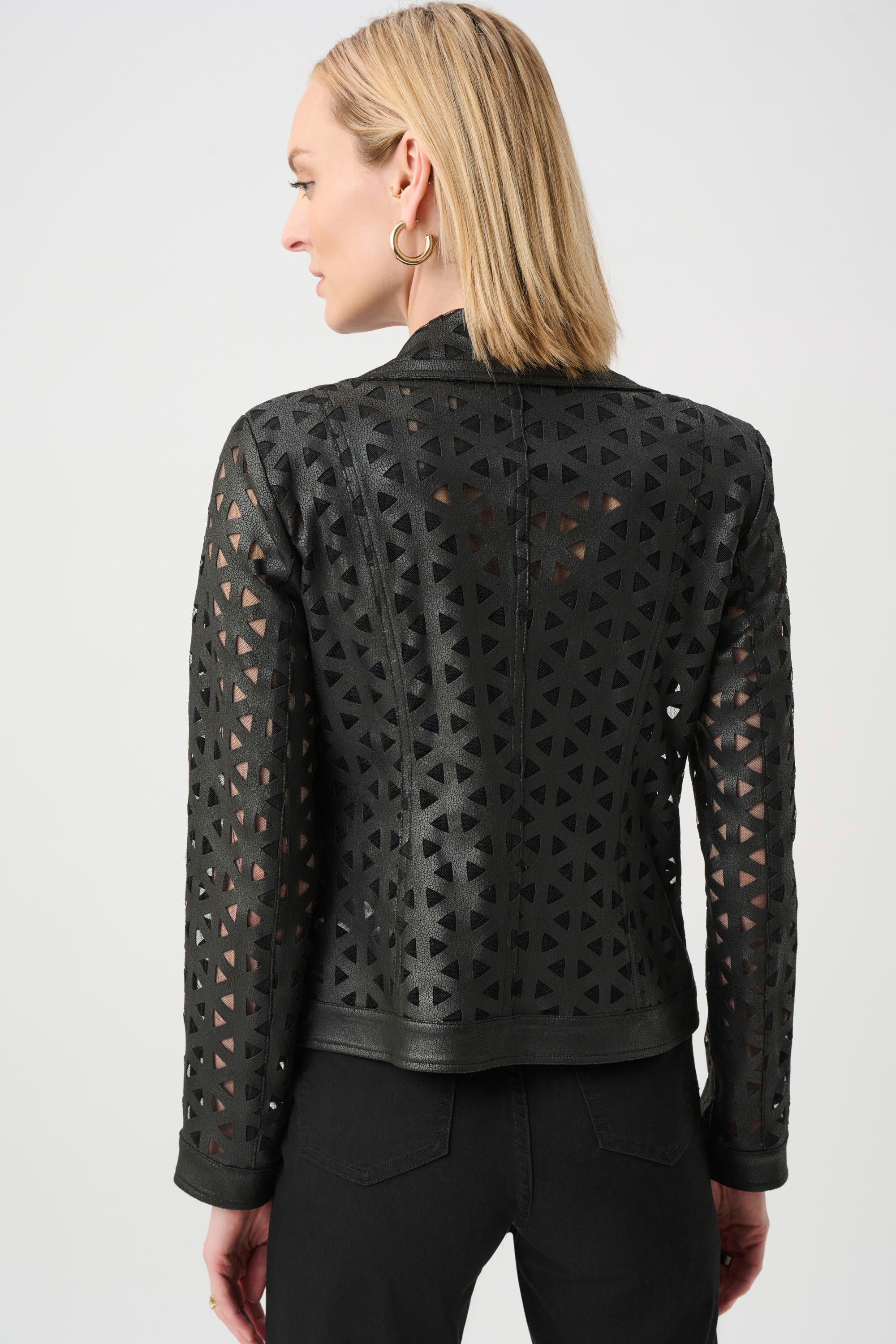 Joseph Ribkoff Foiled Faux Suede And Mesh Moto Jacket
263910