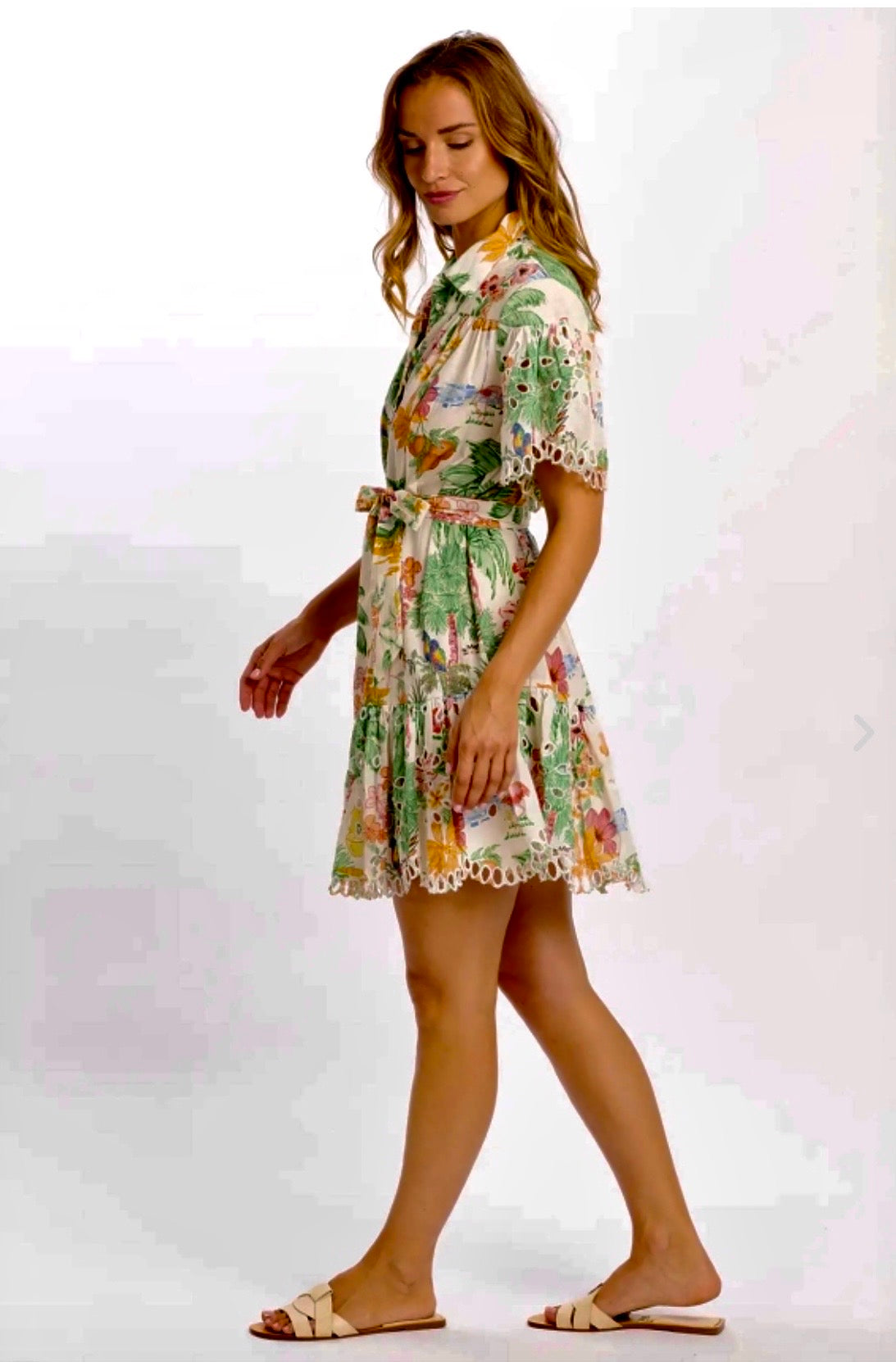 Miss June NS110 Dress Alva – Short Sleeve Dress with Belt One Size