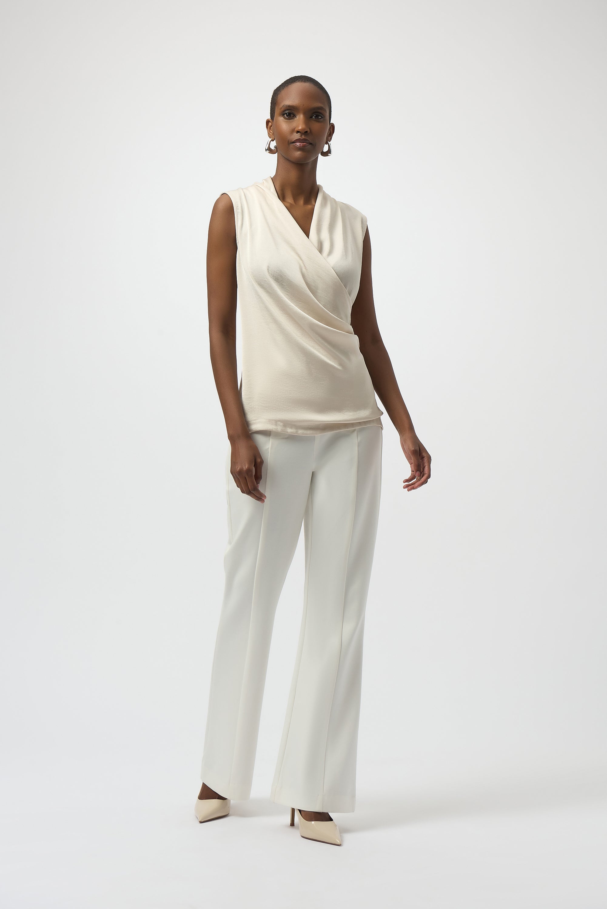 Joseph Ribkoff Recycled Satin & Silky Sleeveless Wrap Top
254215