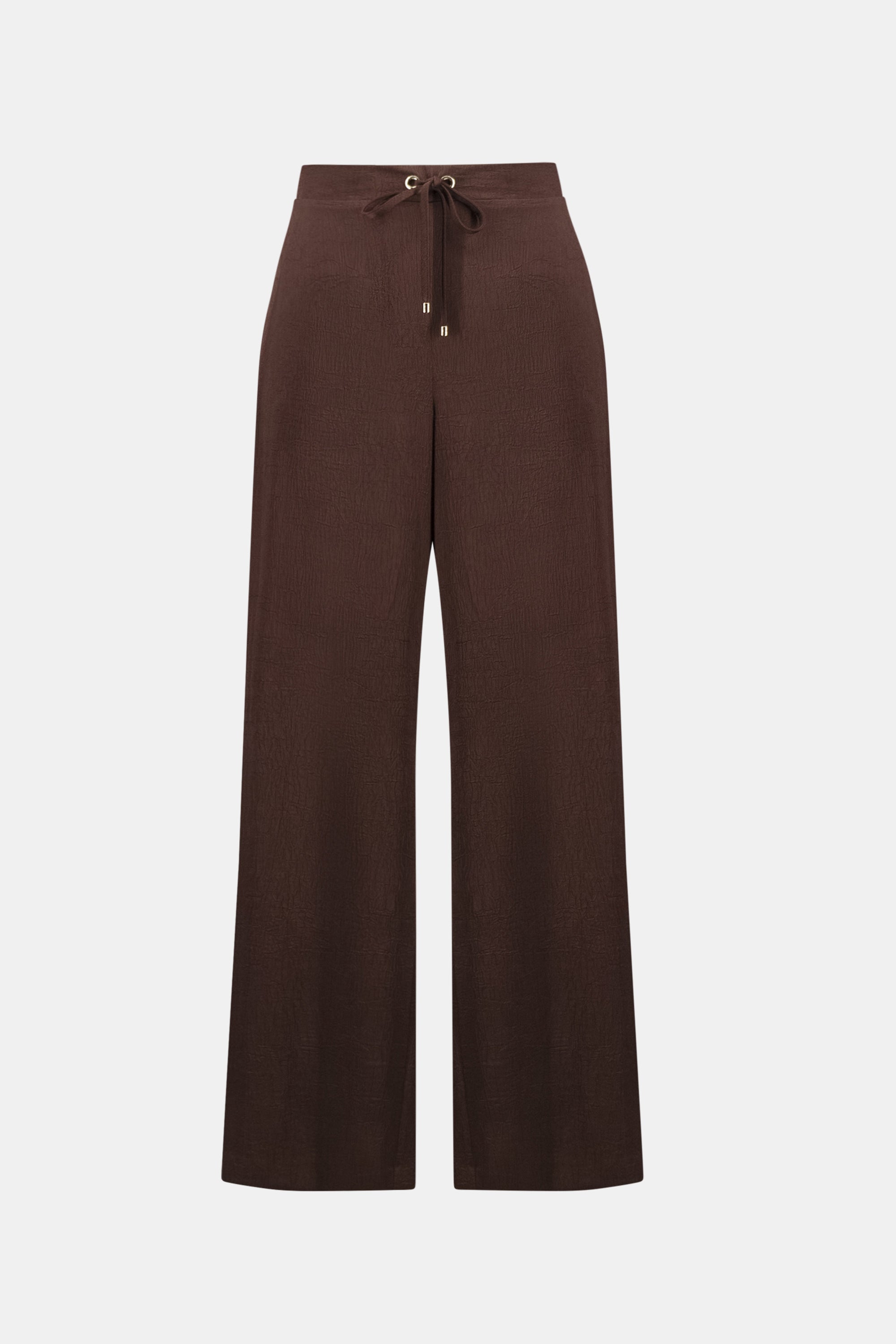 Joseph Ribkoff Crushed Satin Wide Leg Pull-On Pants With Drawstring In Mahogany