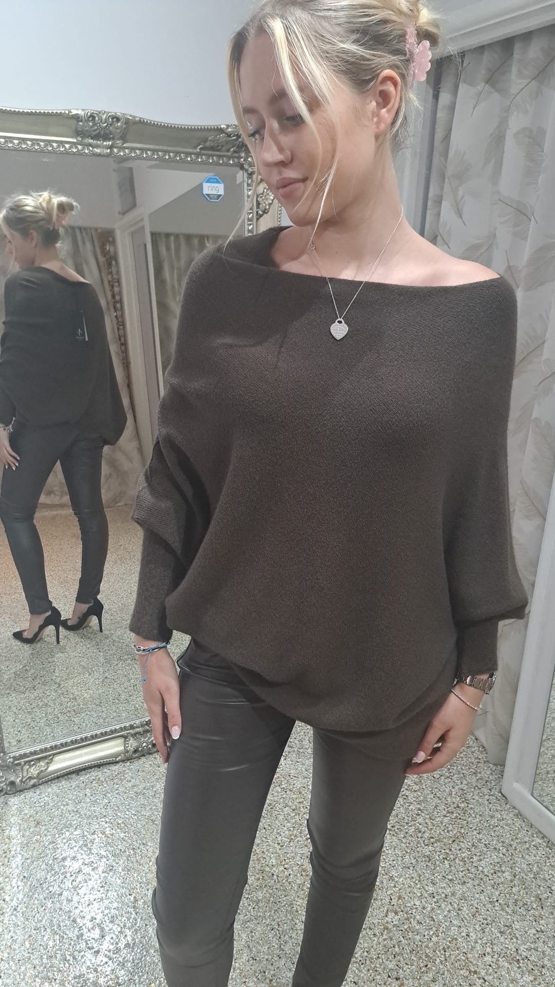 Alpini Asymmetric Draped Neckline Italian Knit One Size