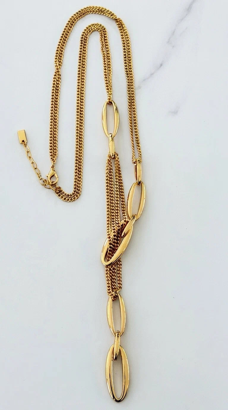 Envy Long Gold Multi-Chain Oval Link Necklace – 628/GD/N/T