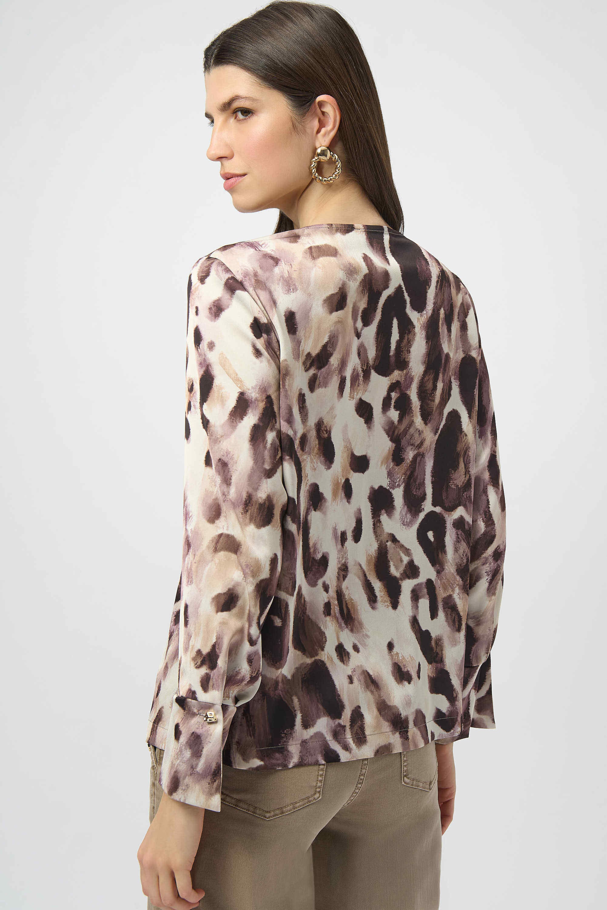 Pre- Order - Joseph Ribkoff Recycled Satin Animal Print Straight Top
254166