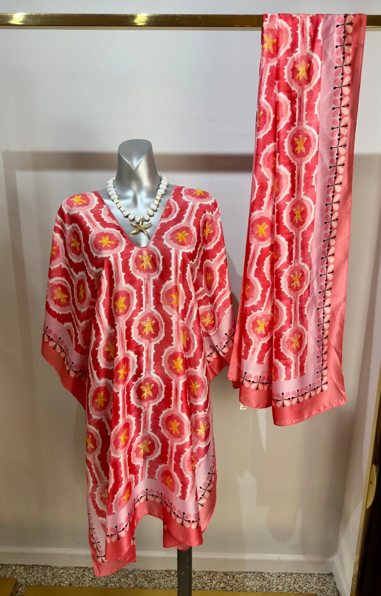 Malissa J Beach Kaftan & Coordinating Scarf – Chic Resort Wear | One Size