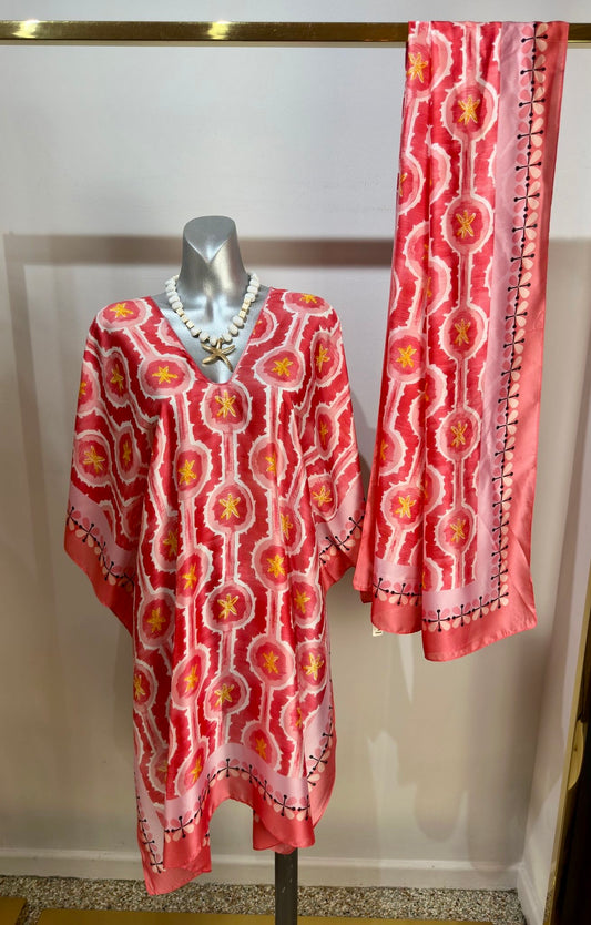 Malissa J Beach Kaftan & Coordinating Scarf – Chic Resort Wear | One Size