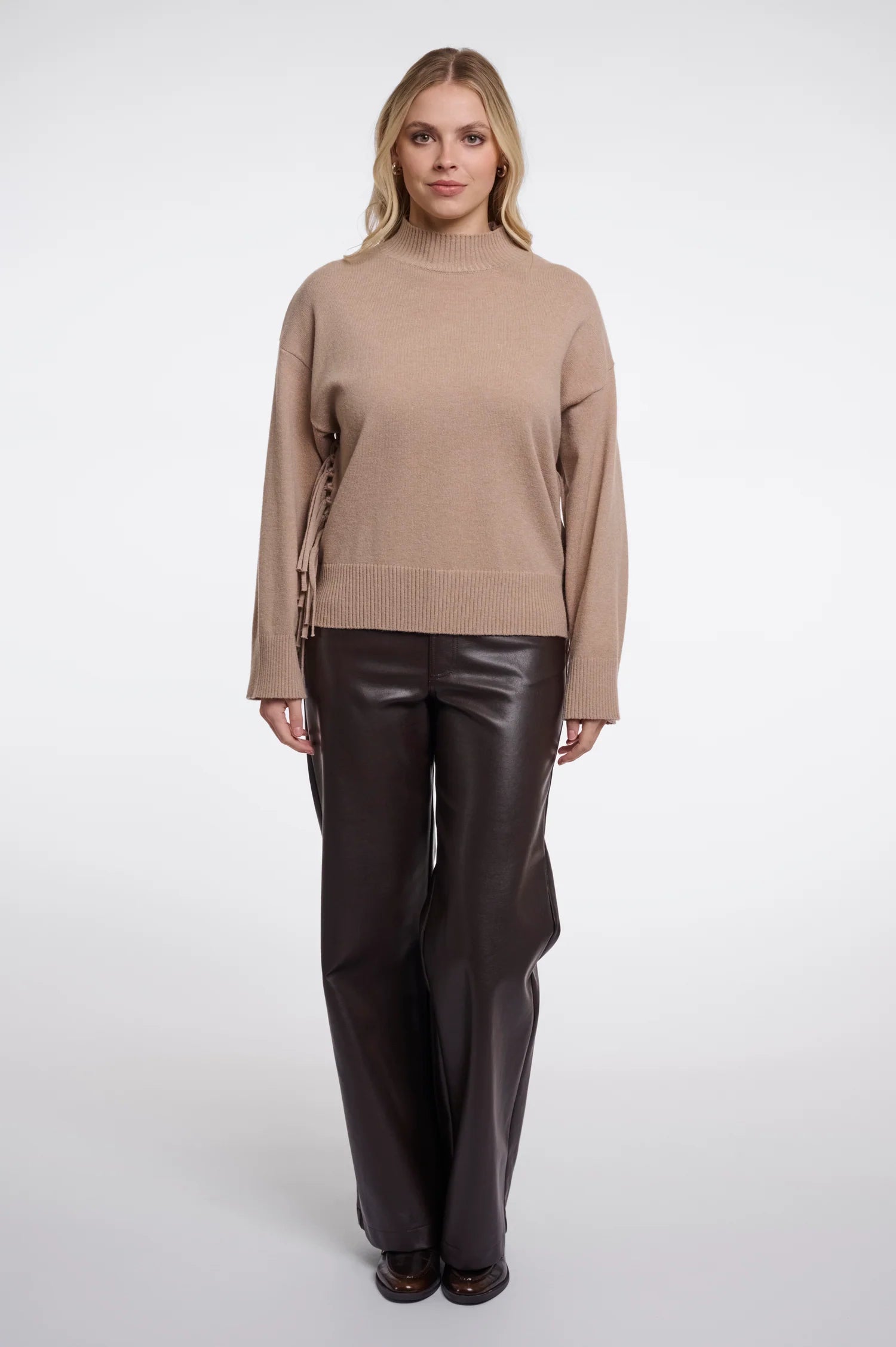 Rino & Pelle Melis Fringe Sweater in Dusty Oat