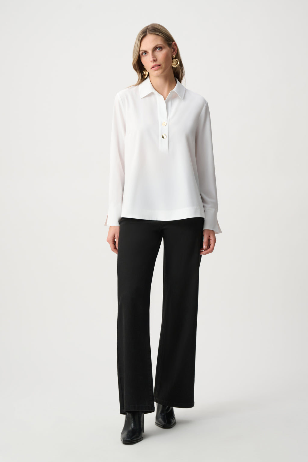 Joseph Ribkoff Stretch Poplin Shirt-Collar Boxy Top
263928