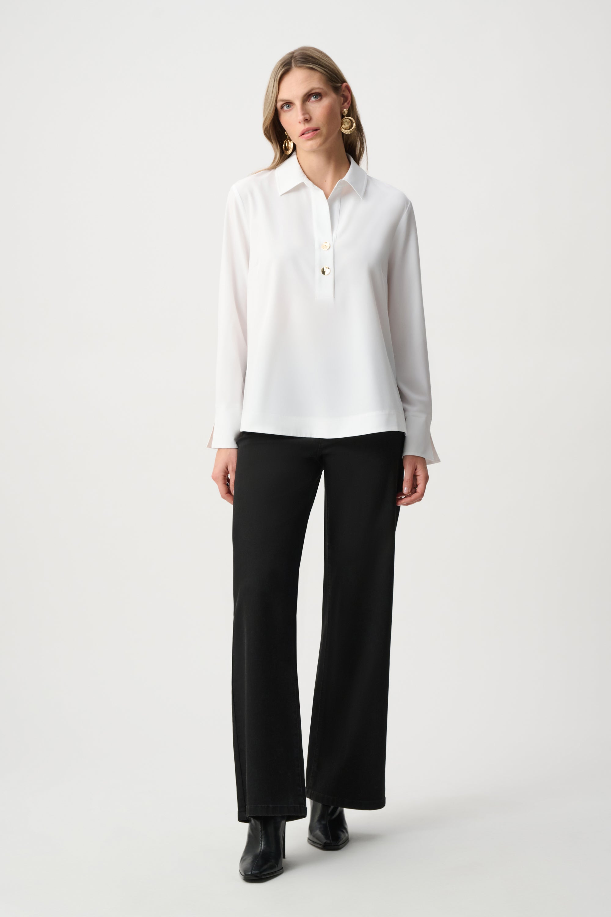 Joseph Ribkoff Stretch Poplin Shirt-Collar Boxy Top
263928